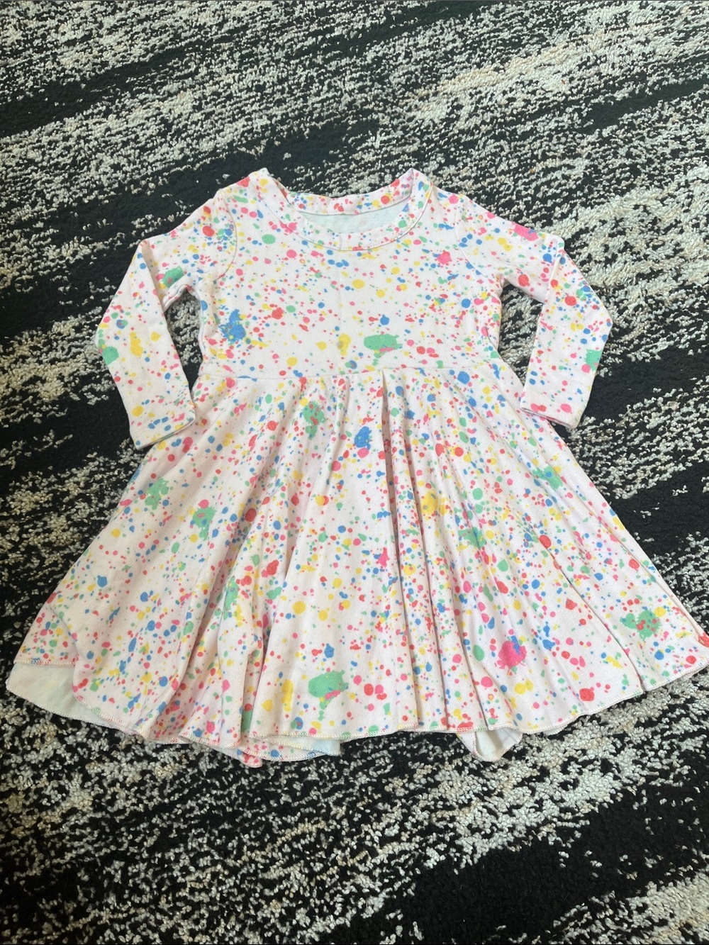 Chaser White Long-Sleeve Paint-Splash Skater Dress with Multicolor Spots